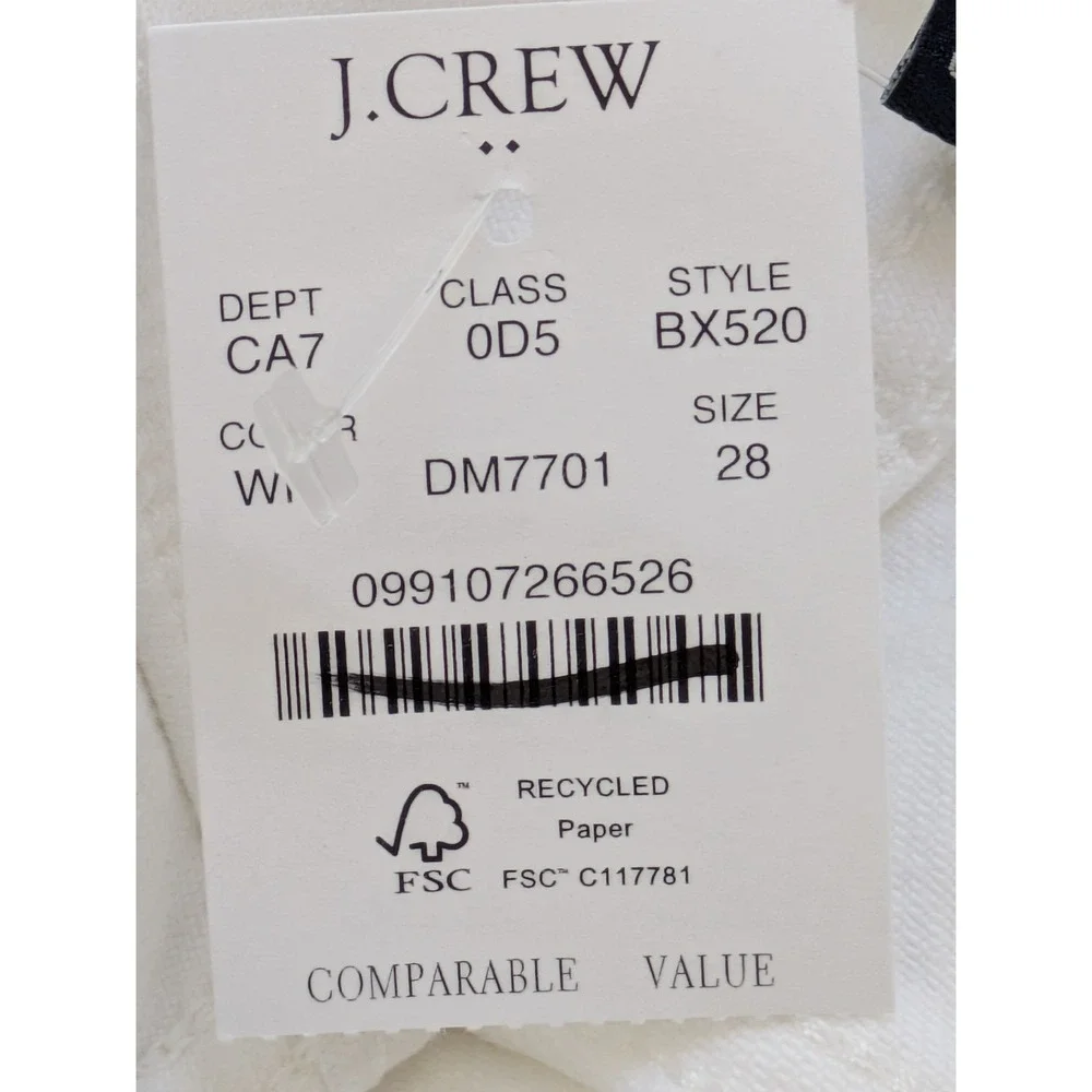 J. Crew Essential Straight White Jean in All Day Stretch Size 28 White NWT BX520